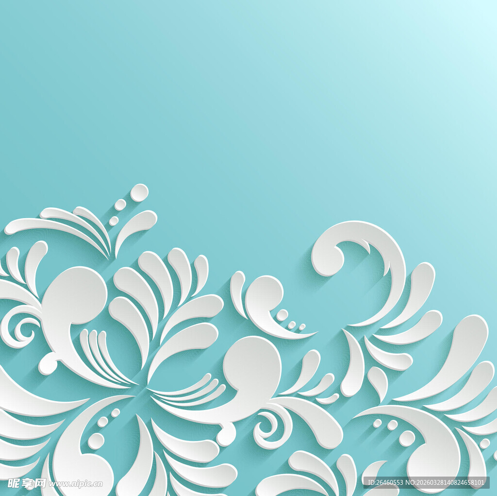 浅蓝色底白色花纹装饰图