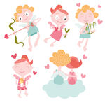 可爱小天使与浪漫爱心元素