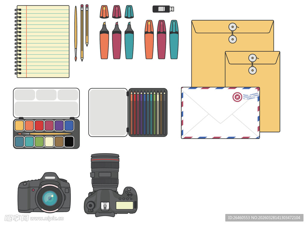 文具摄影器材办公用品集合