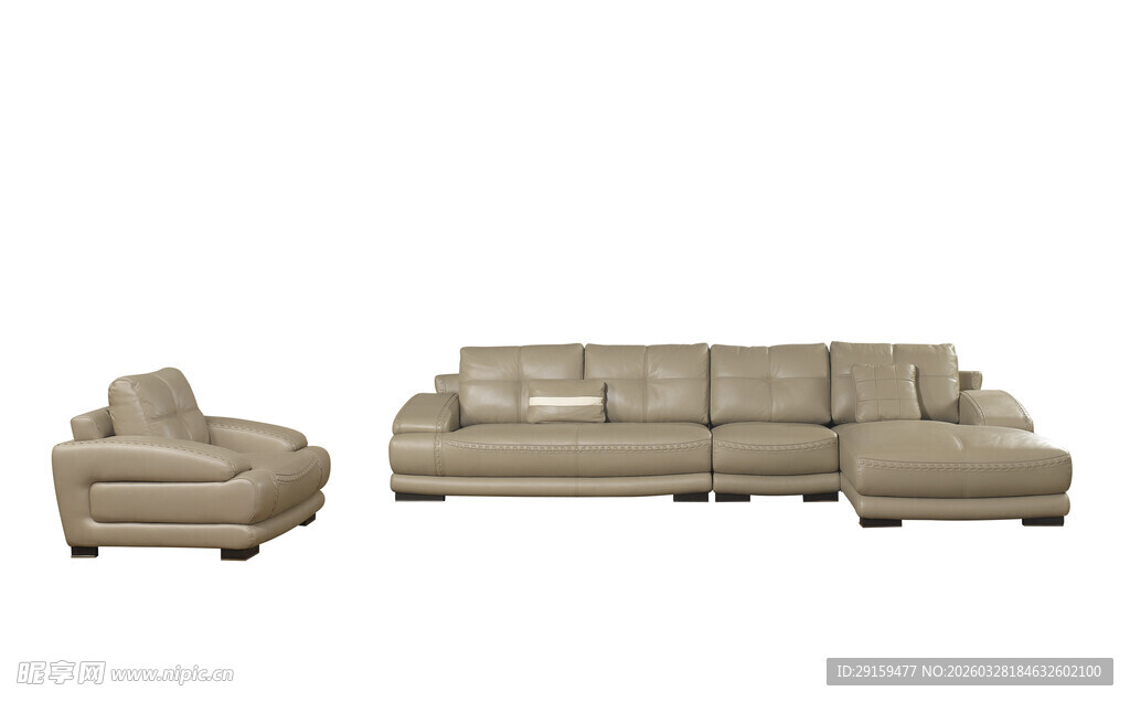 米色皮质沙发组合
