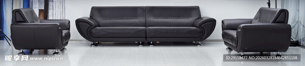 现代简约风格黑色沙发组合