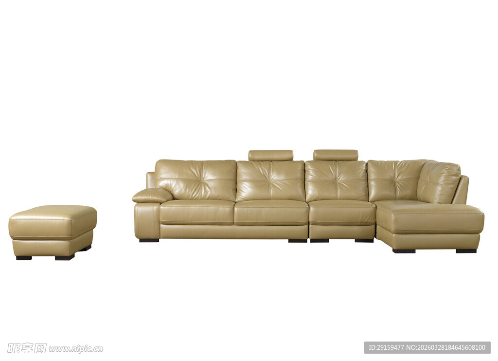 米色真皮沙发组合