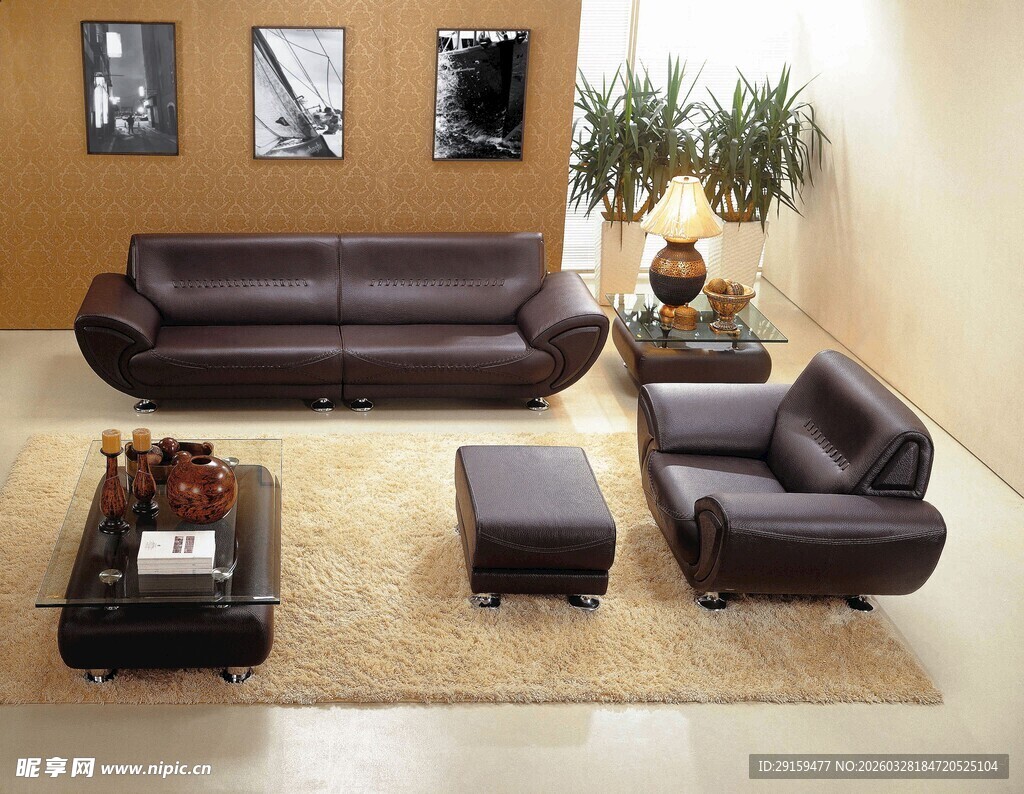 现代风格真皮客厅沙发组合