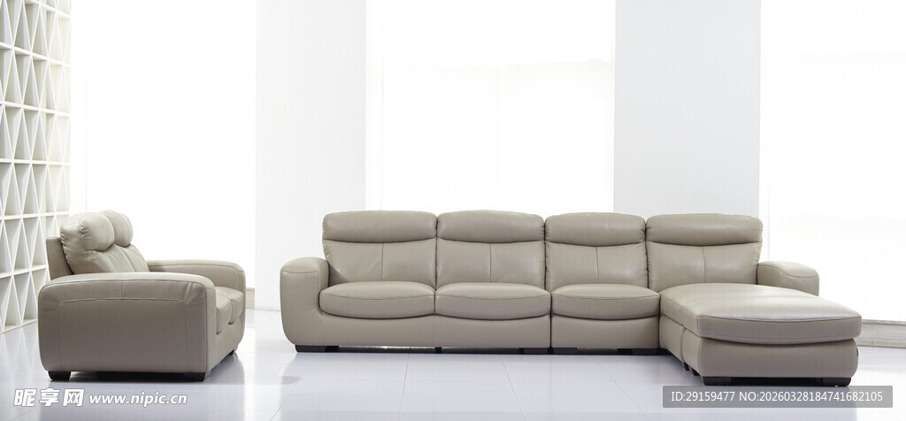 现代简约风格米色沙发组合