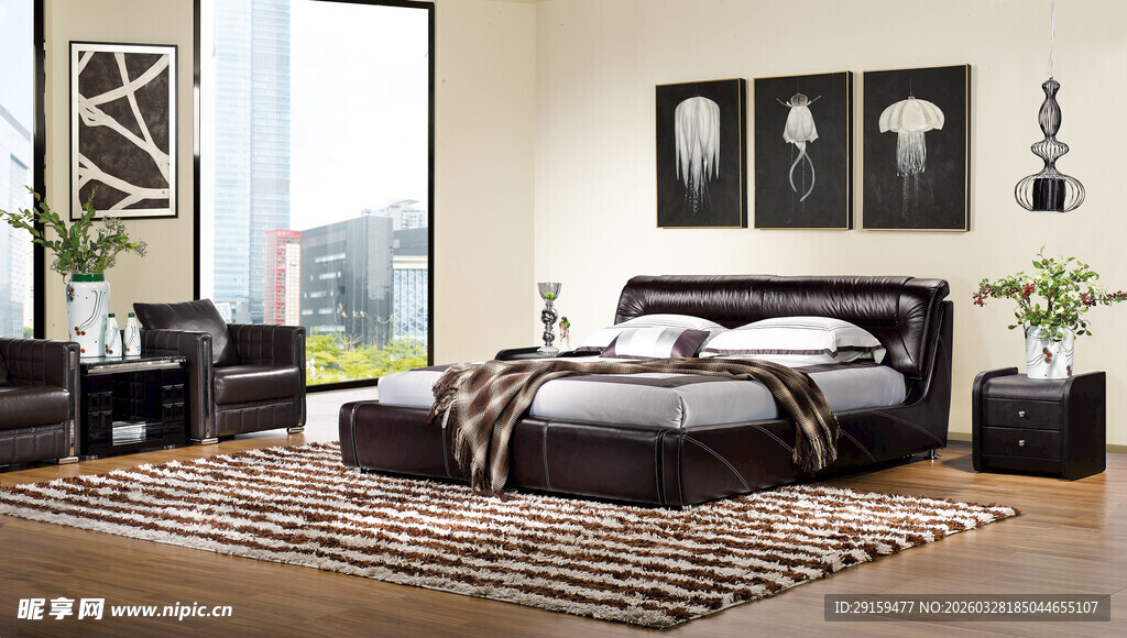 现代风格卧室家具布置