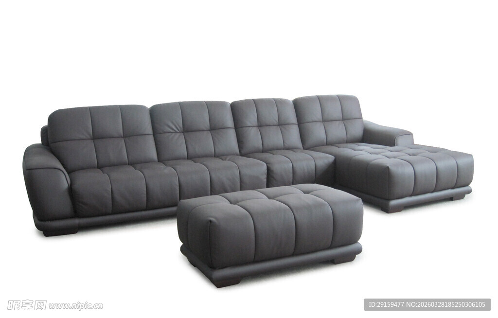 现代灰色转角沙发组合