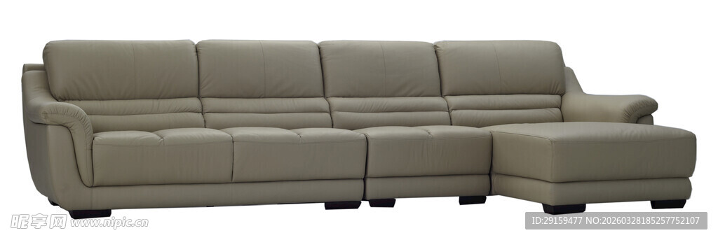 现代简约灰色转角皮沙发