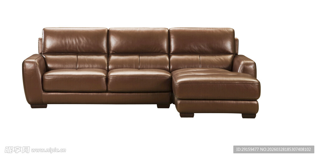 棕色皮质转角沙发