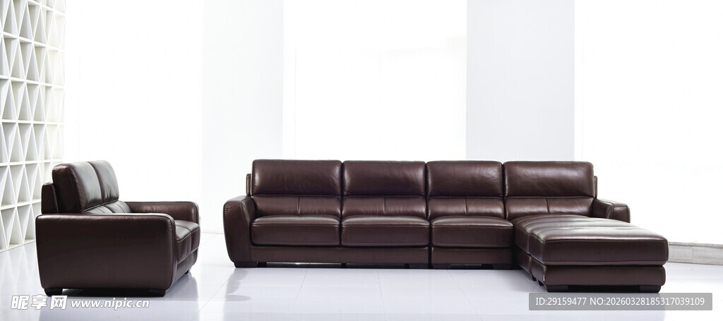 现代真皮沙发组合