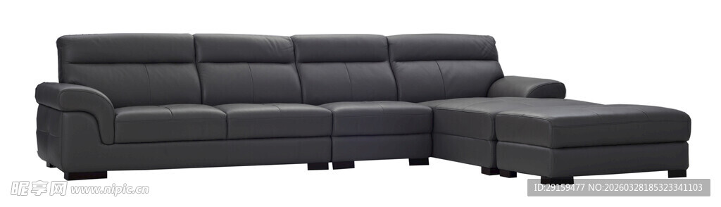 黑色皮质转角沙发