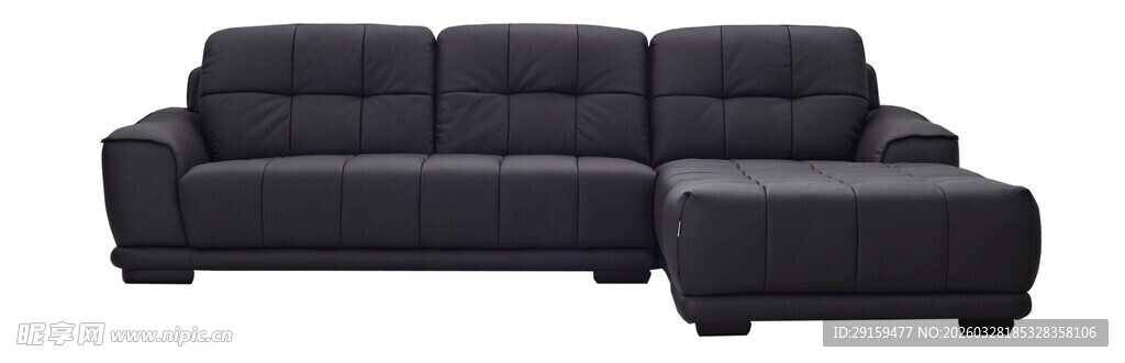 黑色转角皮质沙发