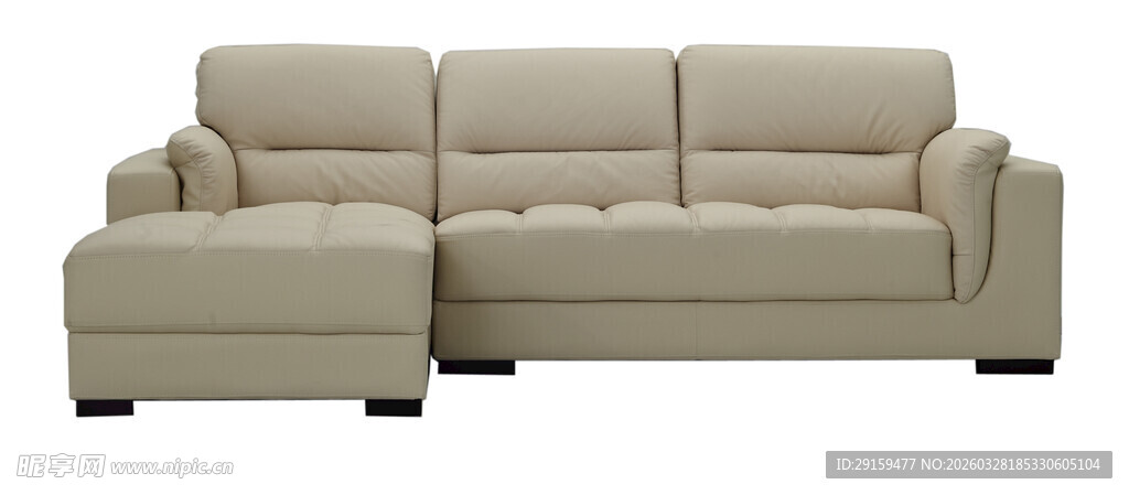 米色转角皮质沙发