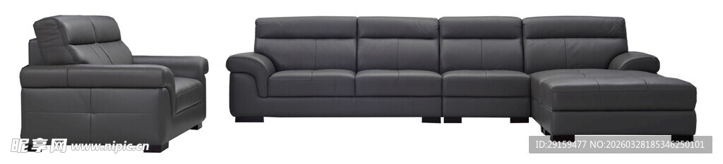 现代黑色组合沙发