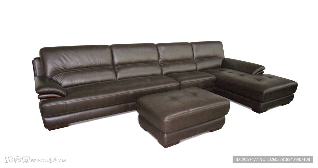 现代黑色皮质组合沙发