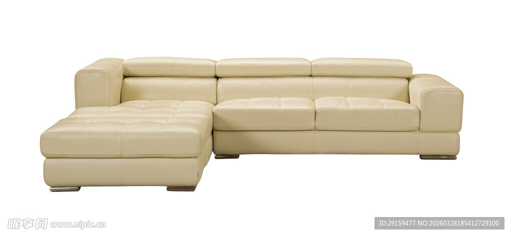 米白色转角皮质沙发