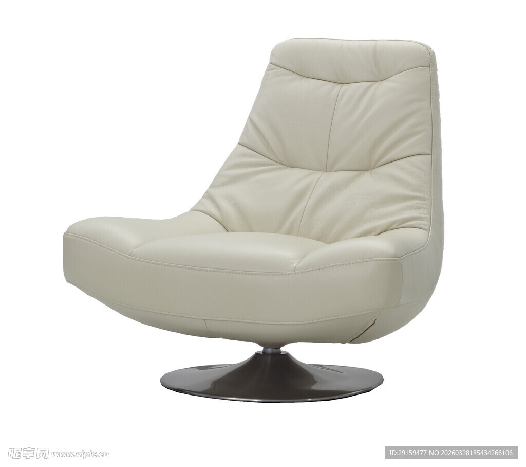 米白色时尚旋转皮质休闲椅