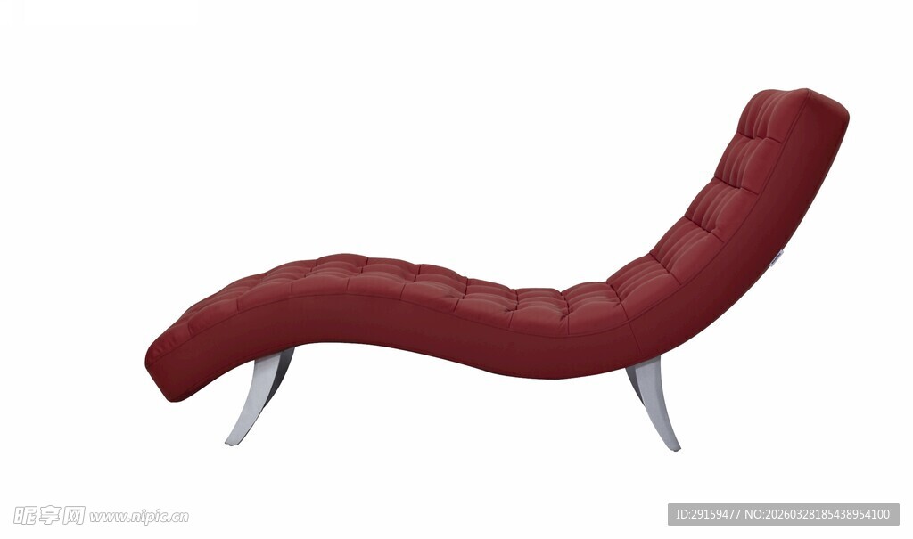 红色弧形皮质休闲沙发