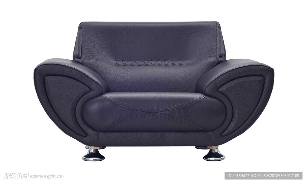 深蓝色皮质单人沙发