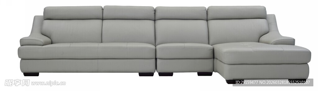 浅灰色转角布艺沙发