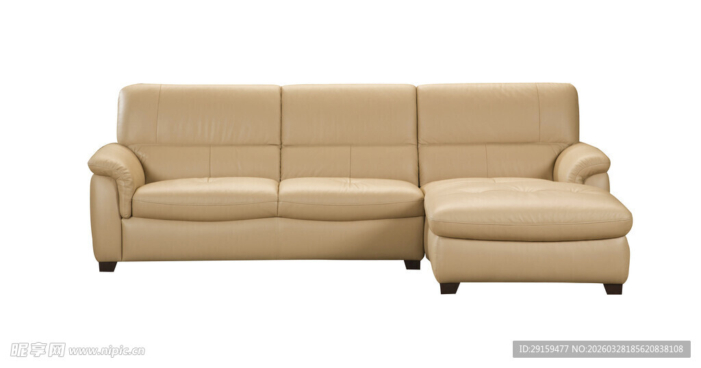 米色转角皮质沙发