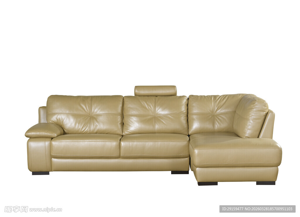 米色皮质转角沙发