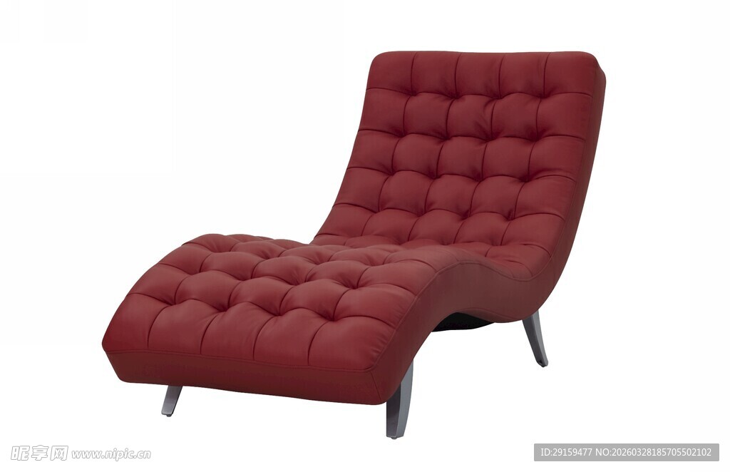 红色绒面躺椅