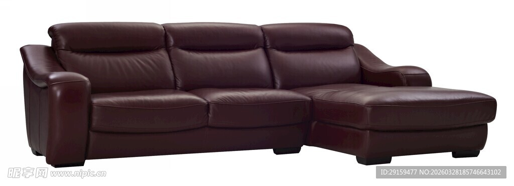 棕色真皮转角沙发