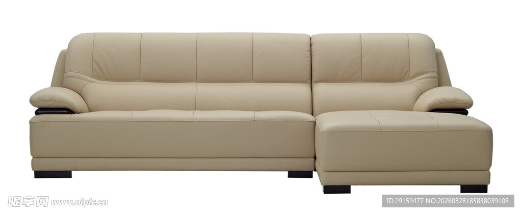 米色转角皮质沙发