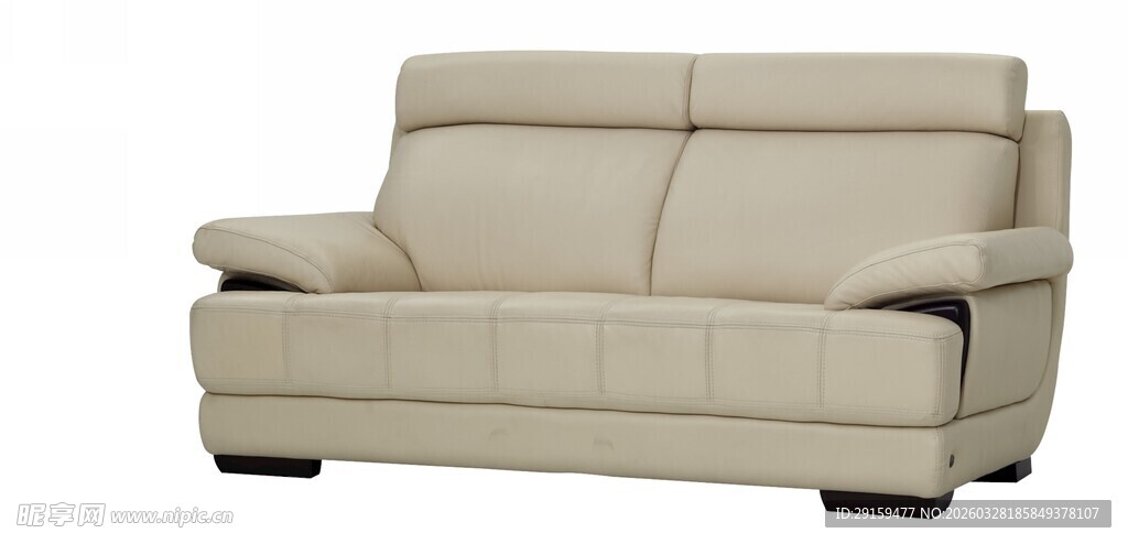 米色双人皮质沙发
