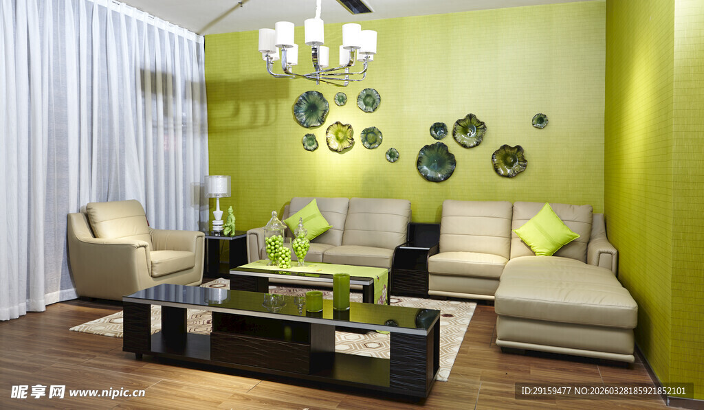 清新时尚客厅室内装饰图