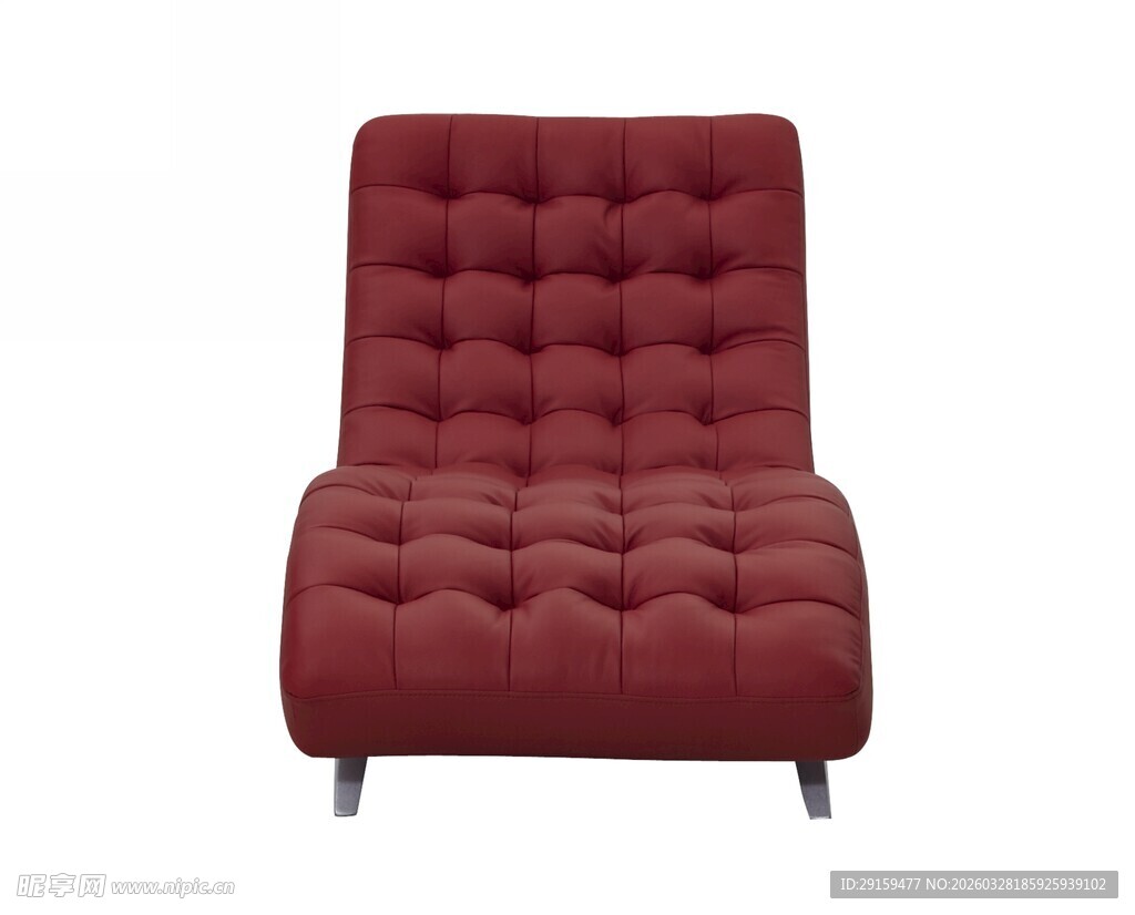 红色绒面软质单人休闲椅