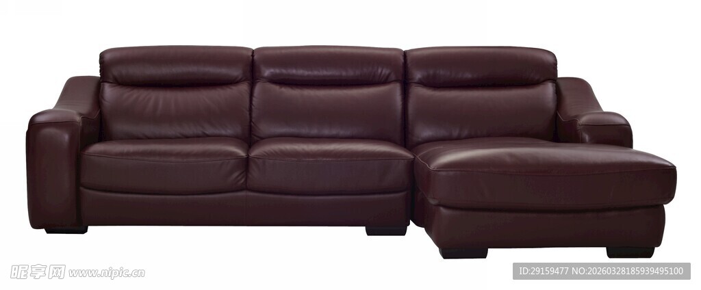 棕色真皮转角沙发