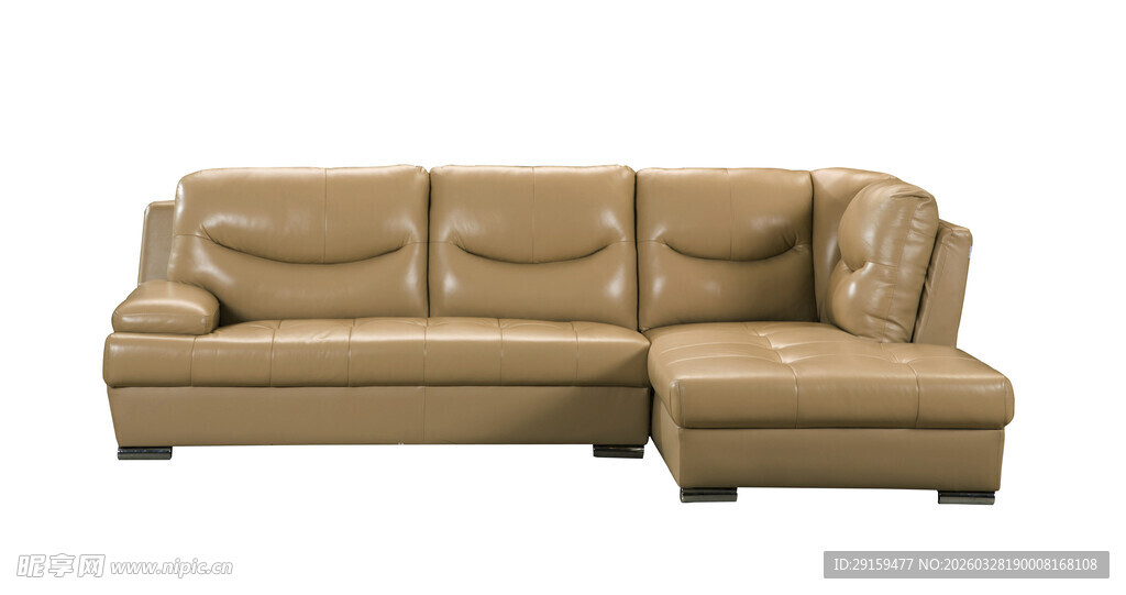 米色转角皮质沙发