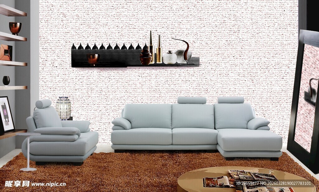 简约现代客厅沙发场景图