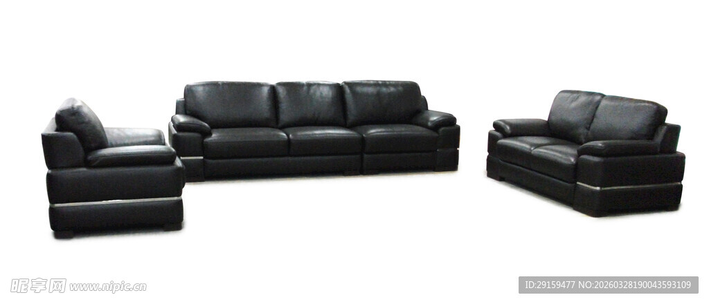 黑色皮质转角沙发组合