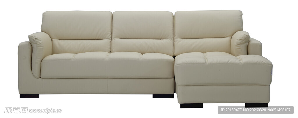 米白色三人位沙发带脚凳