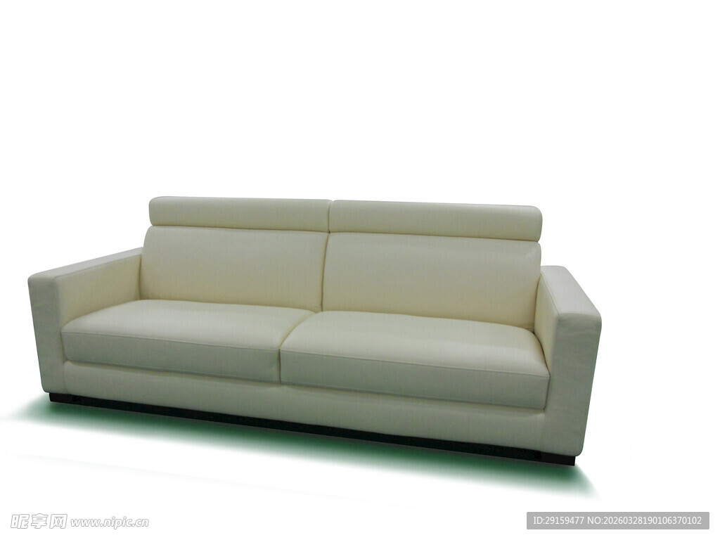 简约米色双人皮质沙发