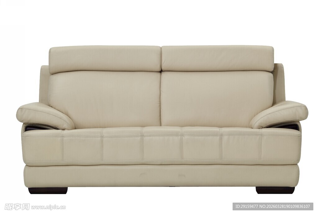 米色双人皮质沙发