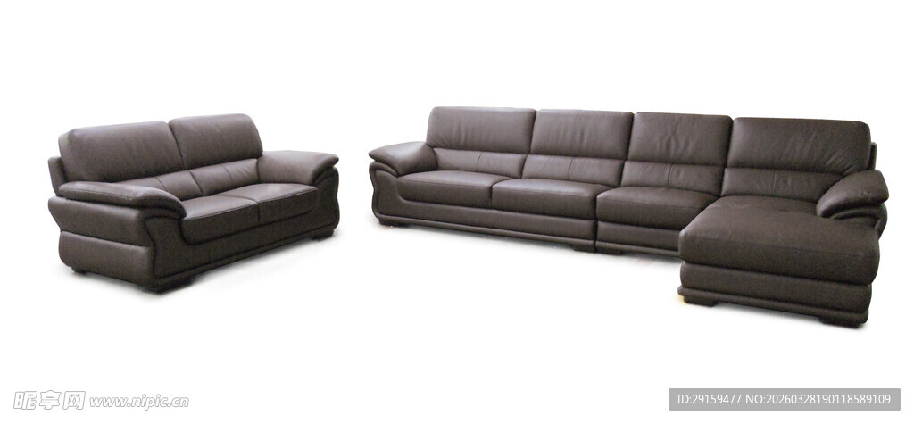 现代风格棕色真皮沙发组合