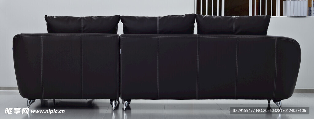 现代简约黑色布艺沙发