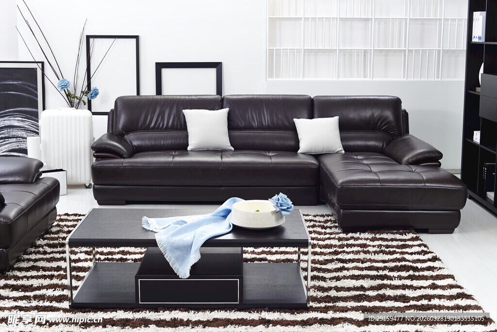 现代风格真皮客厅沙发组合
