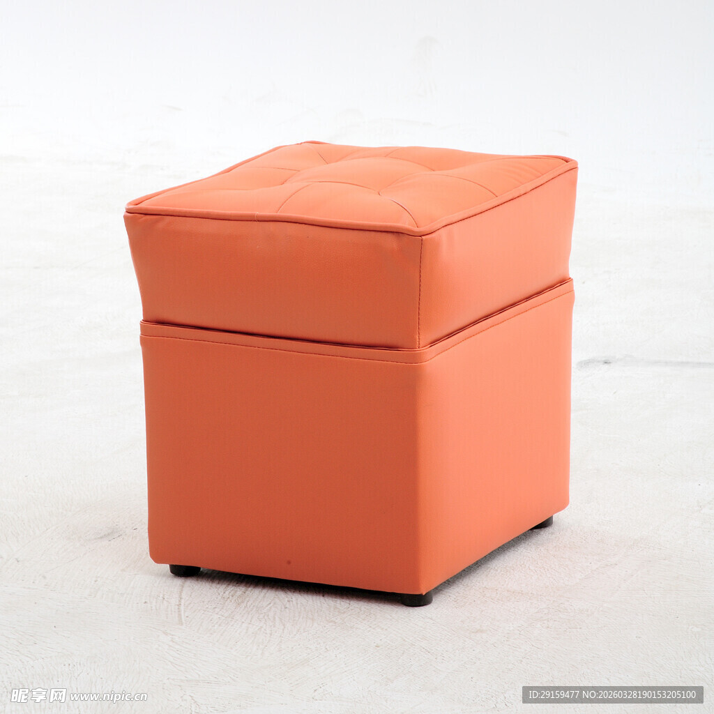 橙色方形储物脚凳