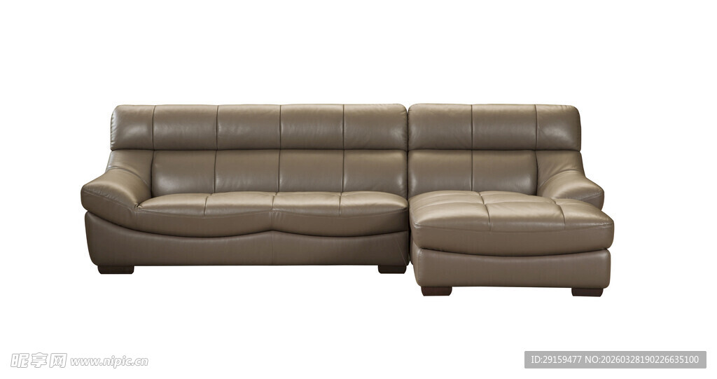 棕色转角皮质沙发