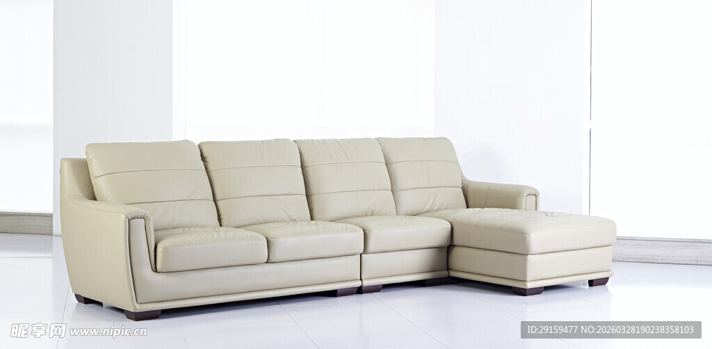 米白色现代简约转角沙发