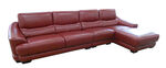 红色真皮L型沙发