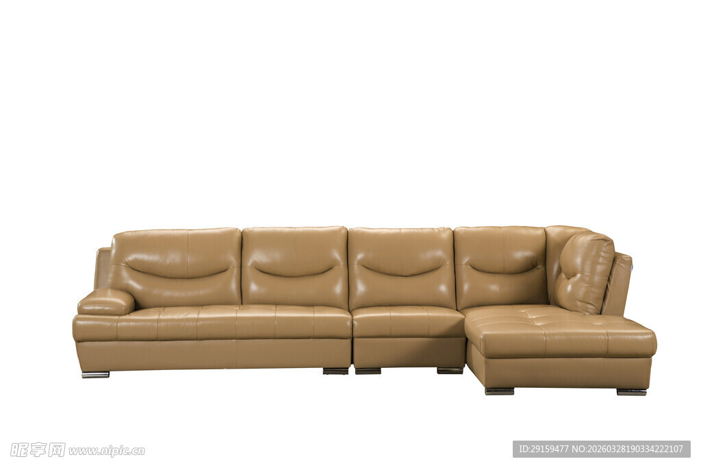 棕色真皮转角沙发