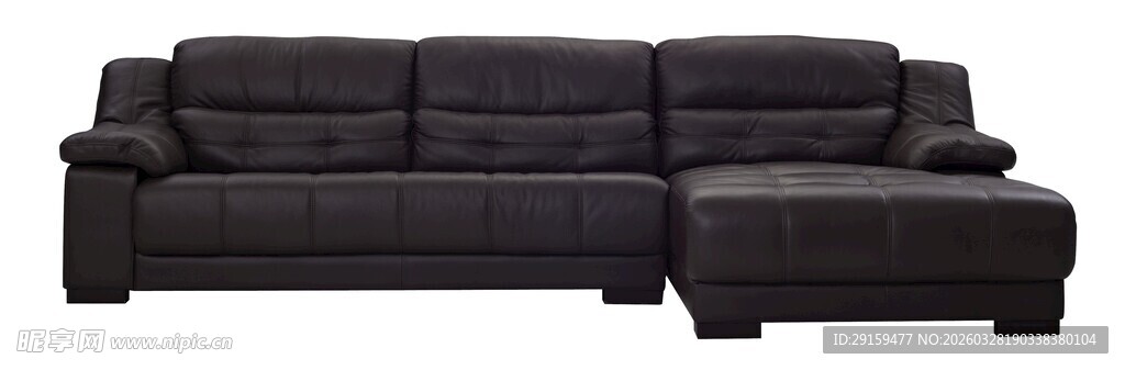 黑色皮质转角沙发