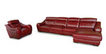 红色真皮沙发组合套装