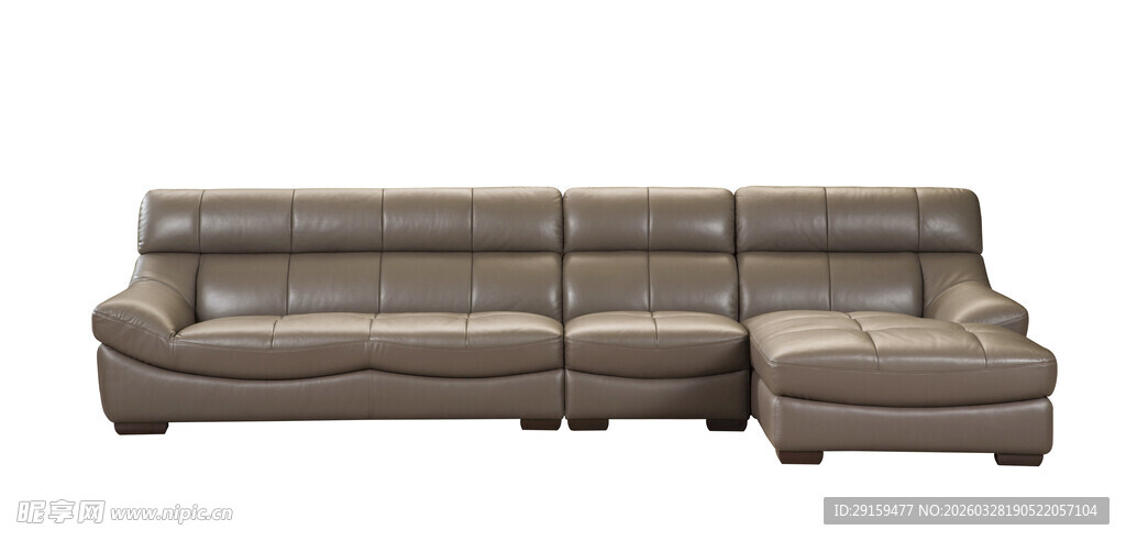 棕色皮质转角沙发