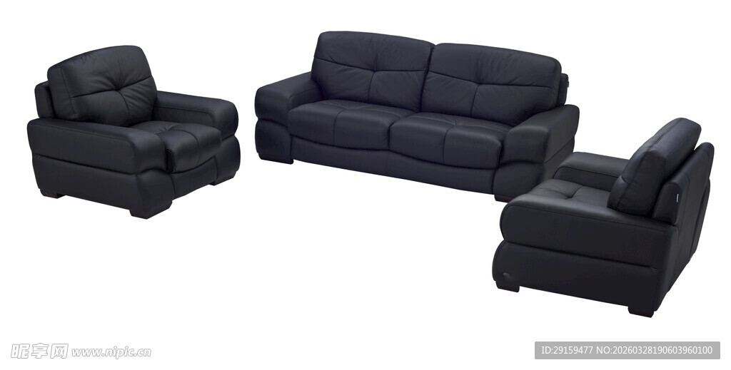 深蓝色布艺沙发组合